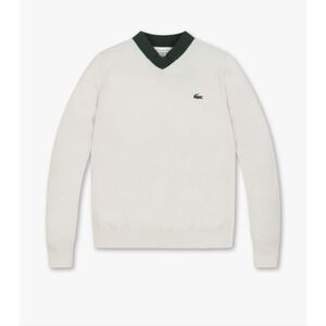 CREAM LACOSTE SPORT COTTON PIMA TECHNICAL KNIT GOLF SWEATER 42